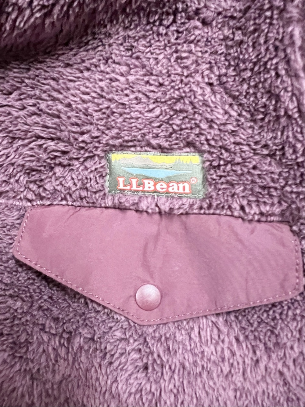 LL Bean Womens Burgandy Hi Pile Ultra Plush Fleece Pullover Size XL - Picture 4 of 10